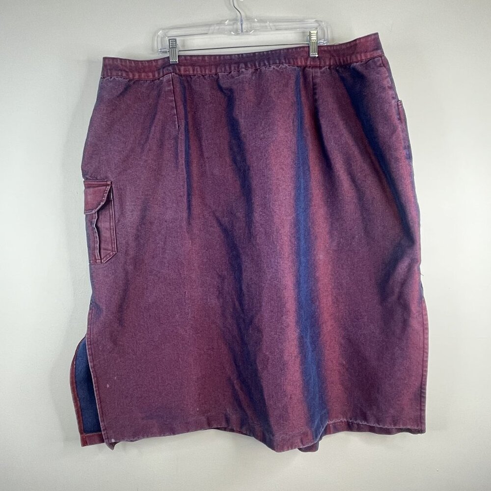 Vintage Indie Denim Skirt Womens 3X Red Irridescent Grunge Casual Modest Classic - Picture 6 of 8